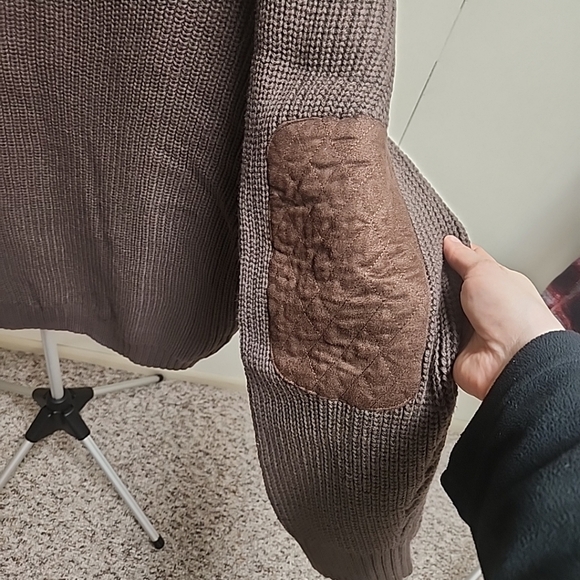 Boulder Creek Trading Company Sweater Mens 7XL Brown Buttons Suede Patch - Picture 7 of 13